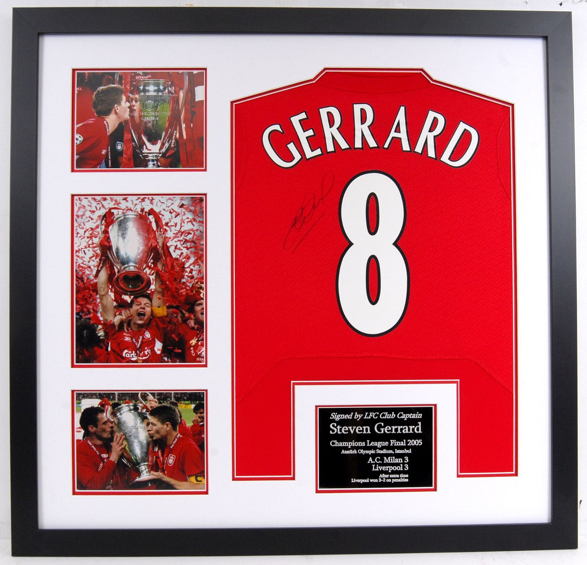 LFC Gerrard Signed Honours Framed Shirt