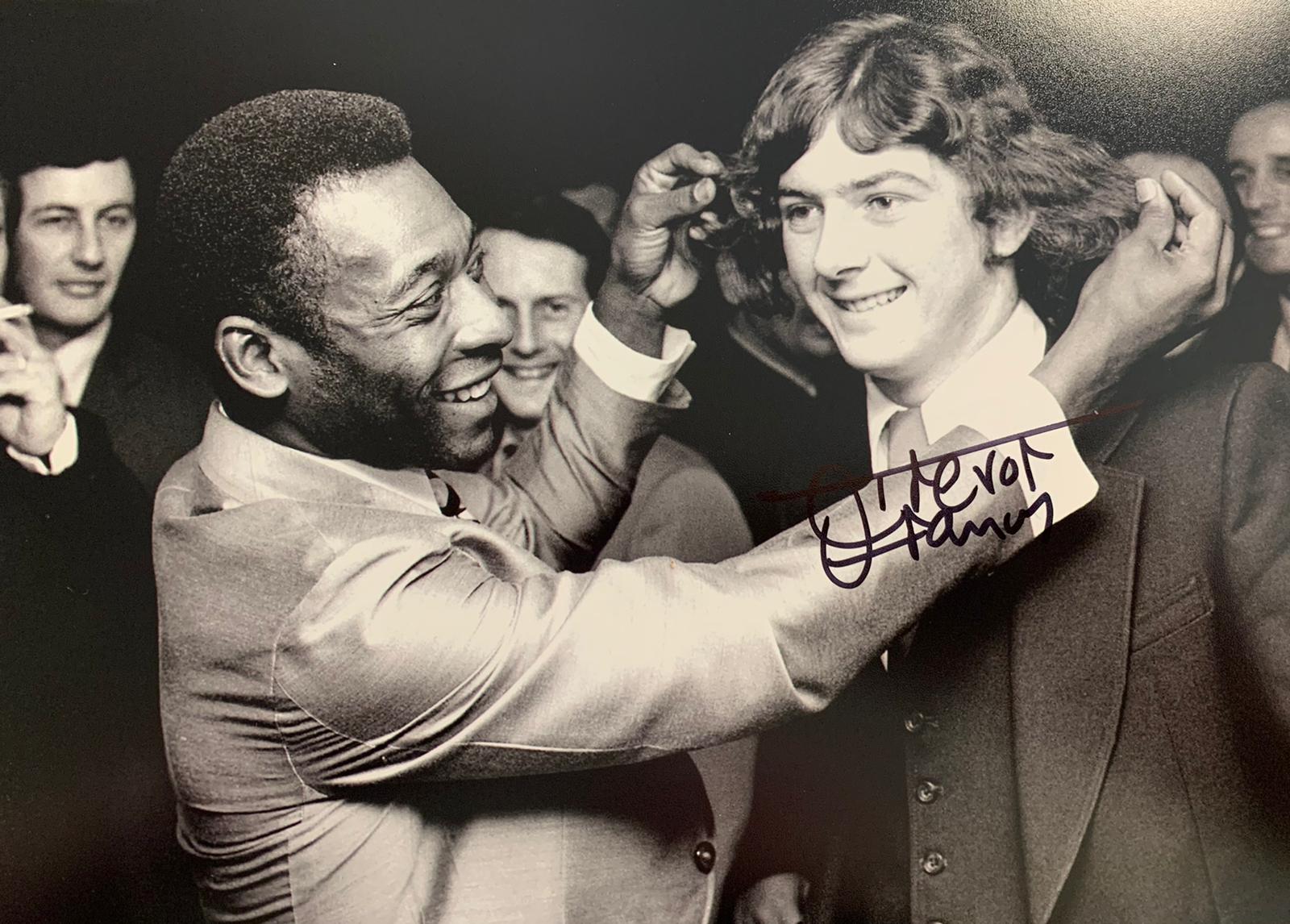 REDUCED TODAY ONLY! Trevor Francis Signed Photo meeting Pele - Available in 2 Sizes