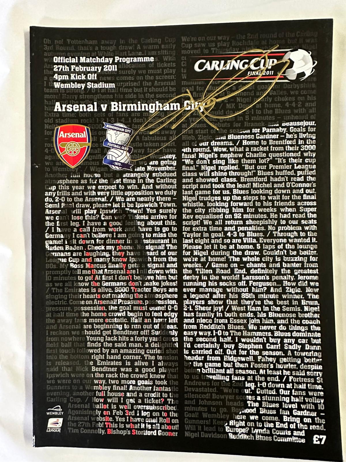 2011 Carling Cup Final Programme Signed by Captain Stephen Carr