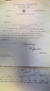 Birmingham City John Sleeuwenhoek Disciplinary Literature from FA to Blues and Referee Report