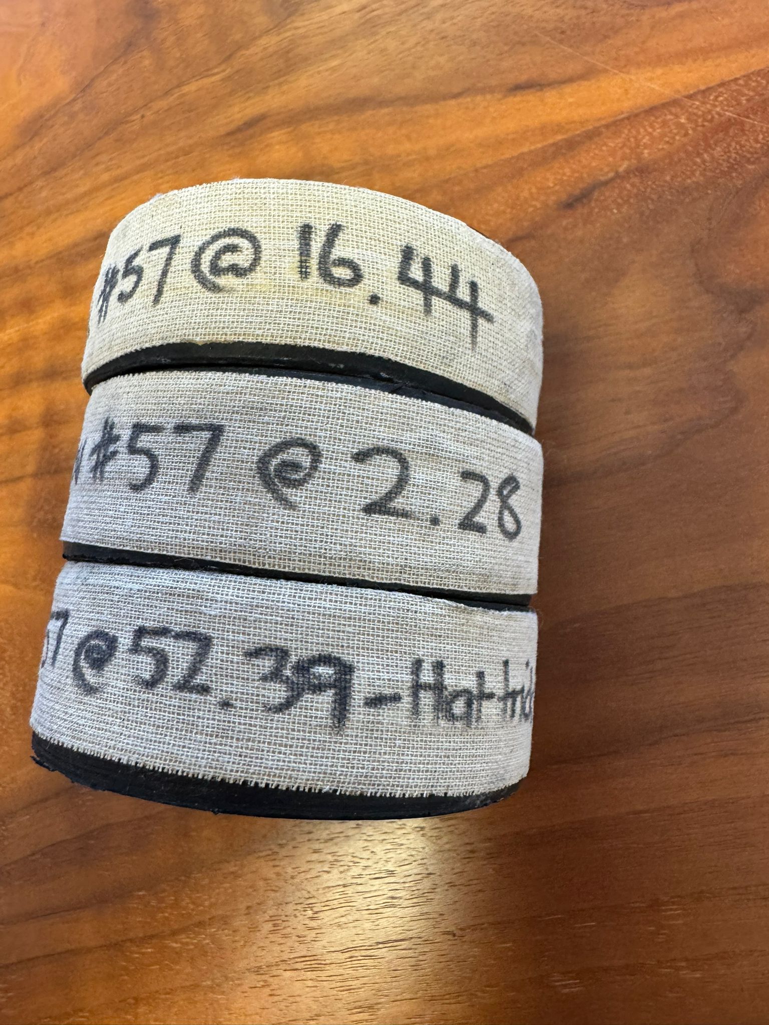 Chris Bruton 3 hat trick pucks from 2015-2016 play off Semi Final, all signed and taped