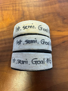 Chris Bruton 3 hat trick pucks from 2015-2016 play off Semi Final, all signed and taped