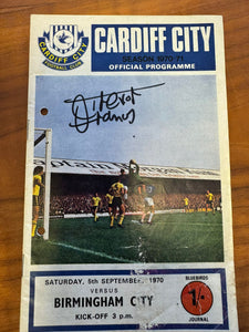 Trevor Francis signed match programme from his debut at Cardiff City 05/09/1970