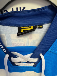 Steve Chalmers Game Worn Jersey with fight strap, fully signed on rear - Play off winning season