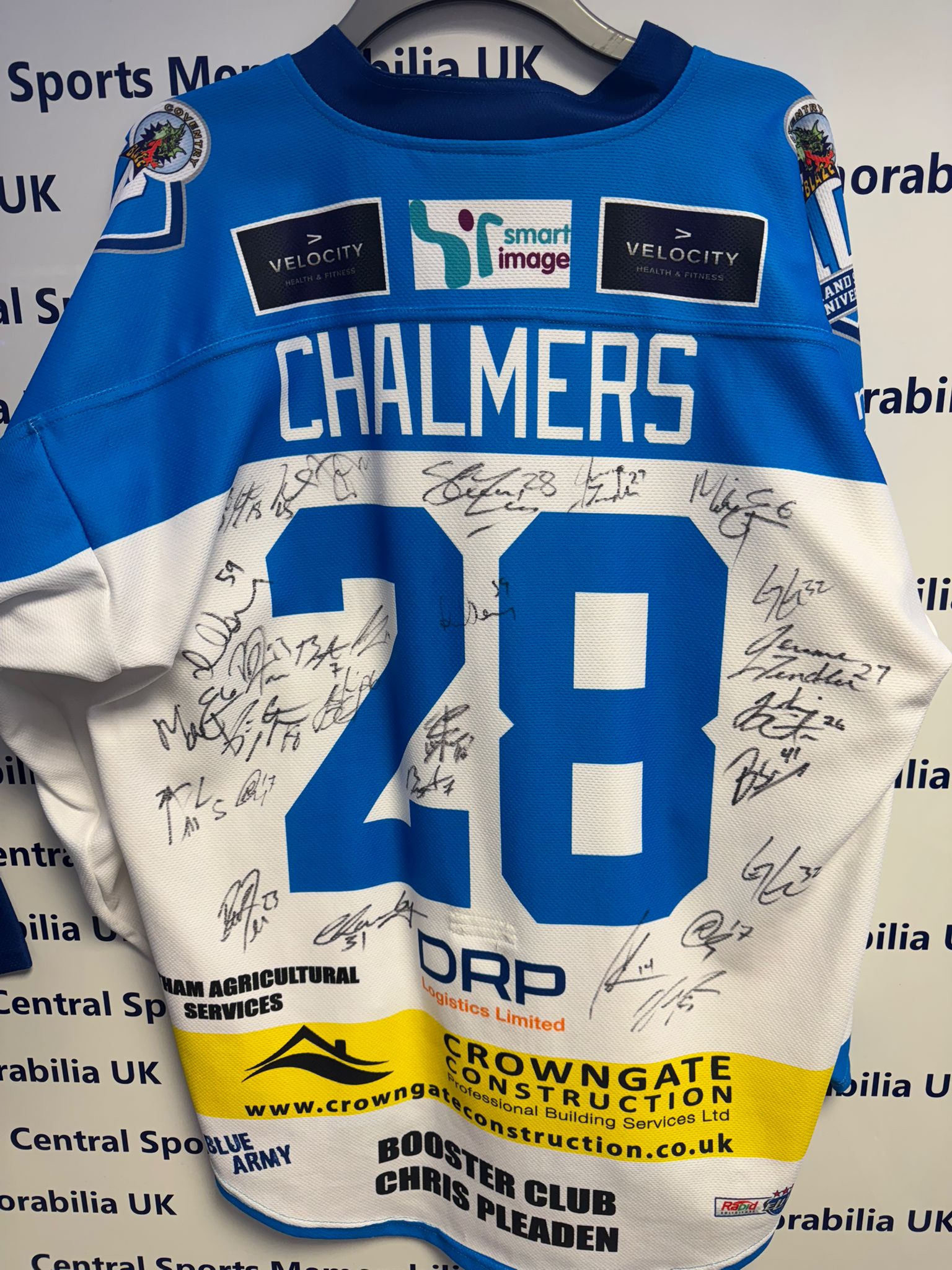 Steve Chalmers Game Worn Jersey with fight strap, fully signed on rear - Play off winning season