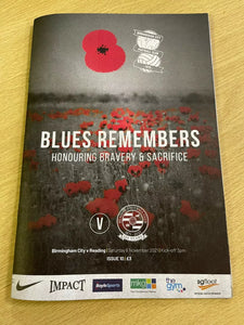 Birmingham City v Reading Programme 06.11.21 Brand New (Poppy cover)