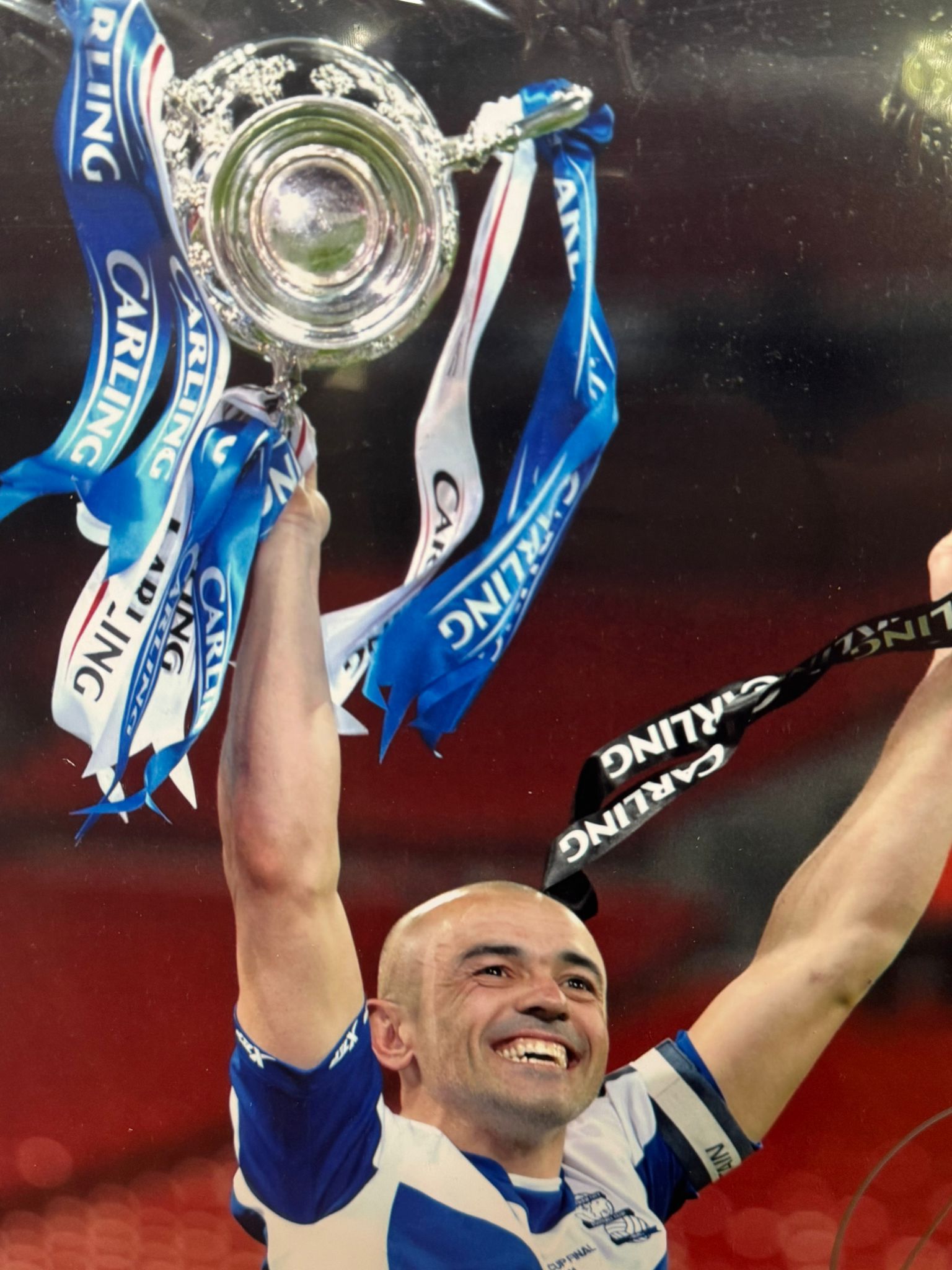 Stephen Carr Carling Cup signed Birmingham City frame. On the pitch!