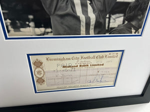 Birmingham City Kenny Burns Legend Signed Frame - Incredible! Double sided! With original contract and cheque.