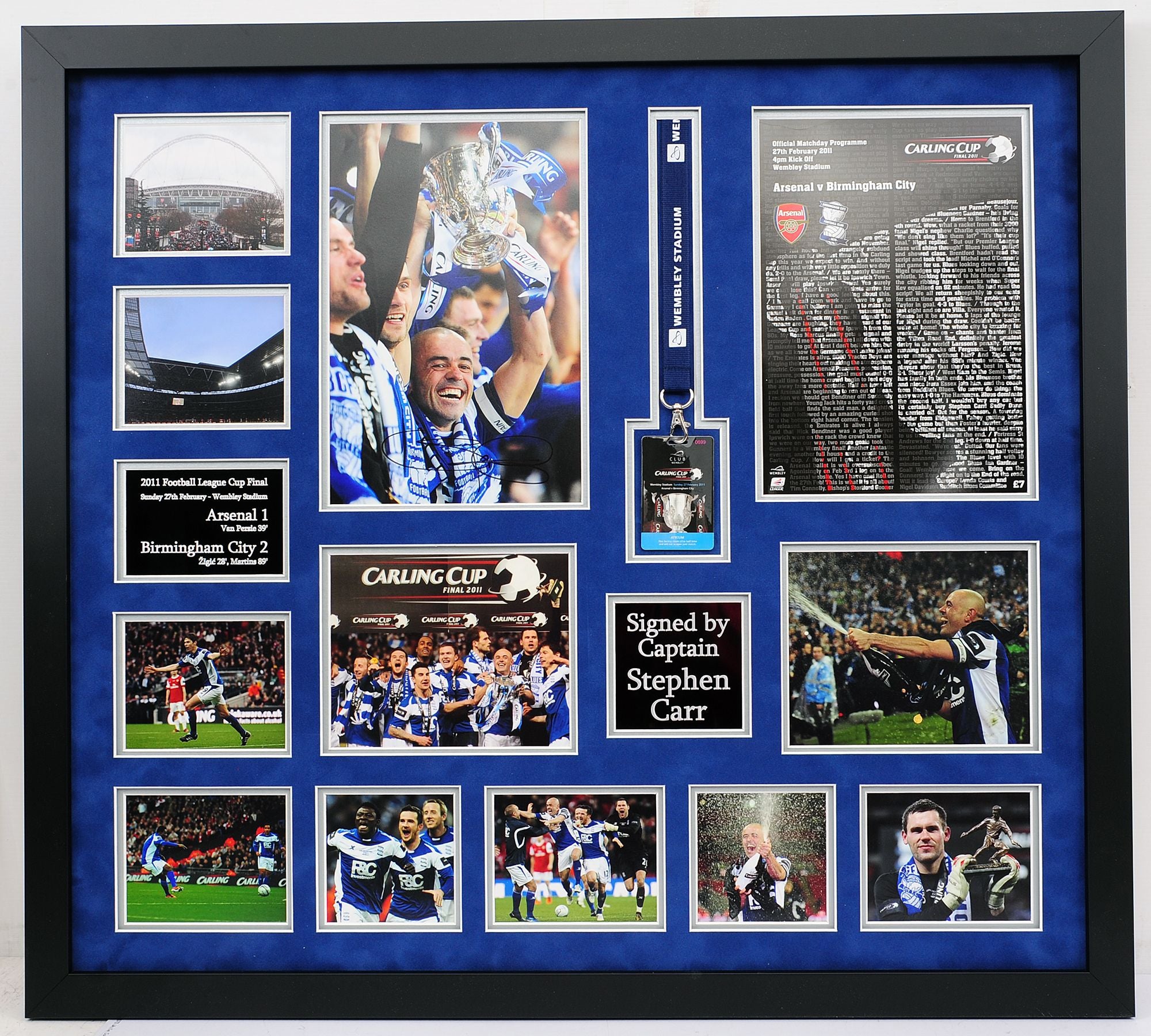 Stephen Carr Carling Cup Final Signed Frame with Executive Box Lanyard - Superb