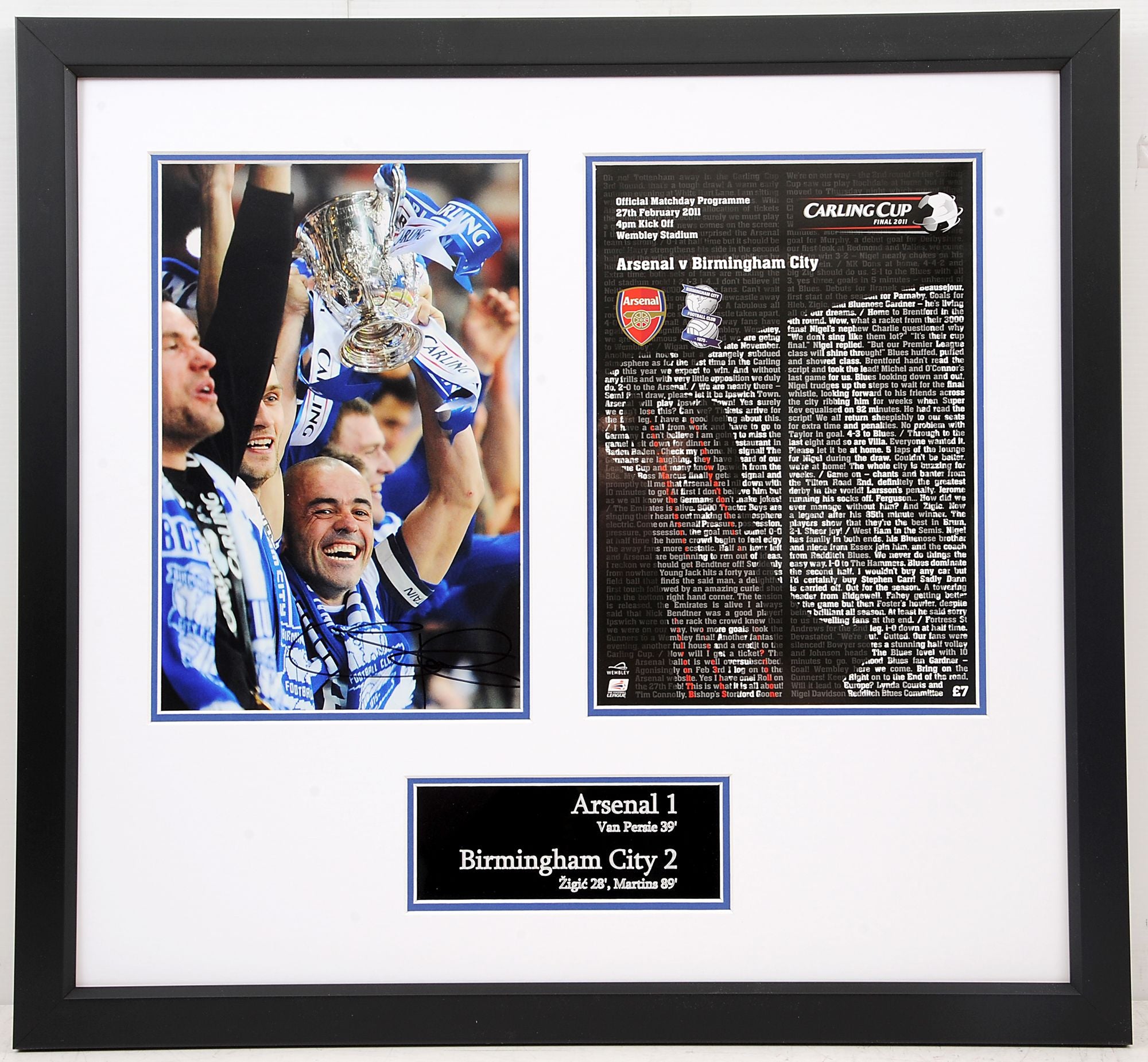 Birmingham City Carling Cup Frame Signed by Captain Stephen Carr