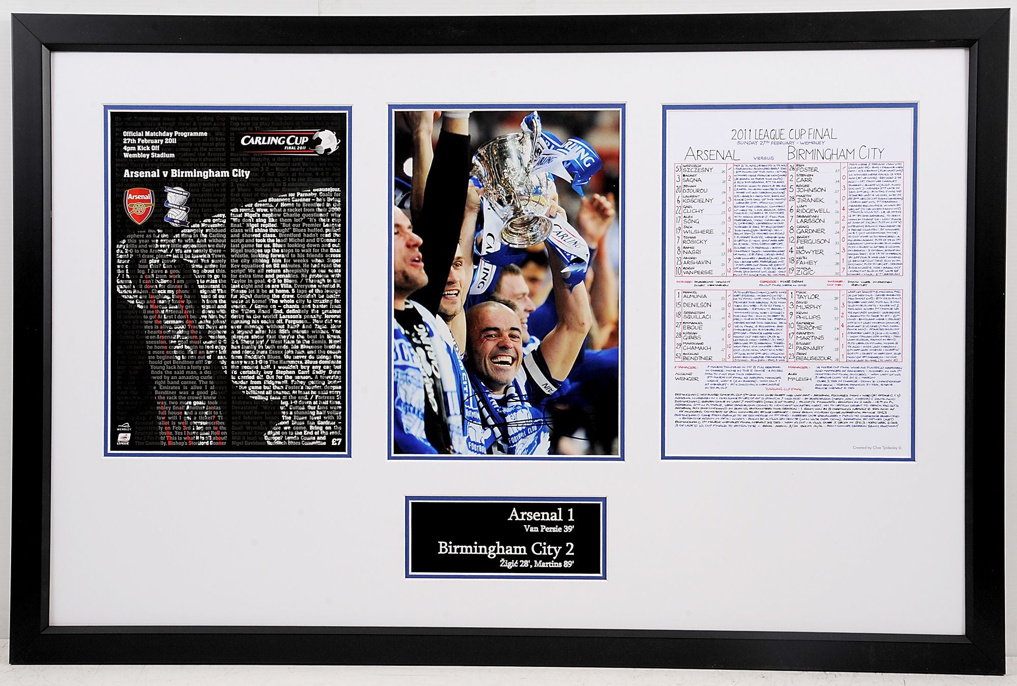 Stephen Carr Signed Frame with Clive Tyldsley Pre Match Notes