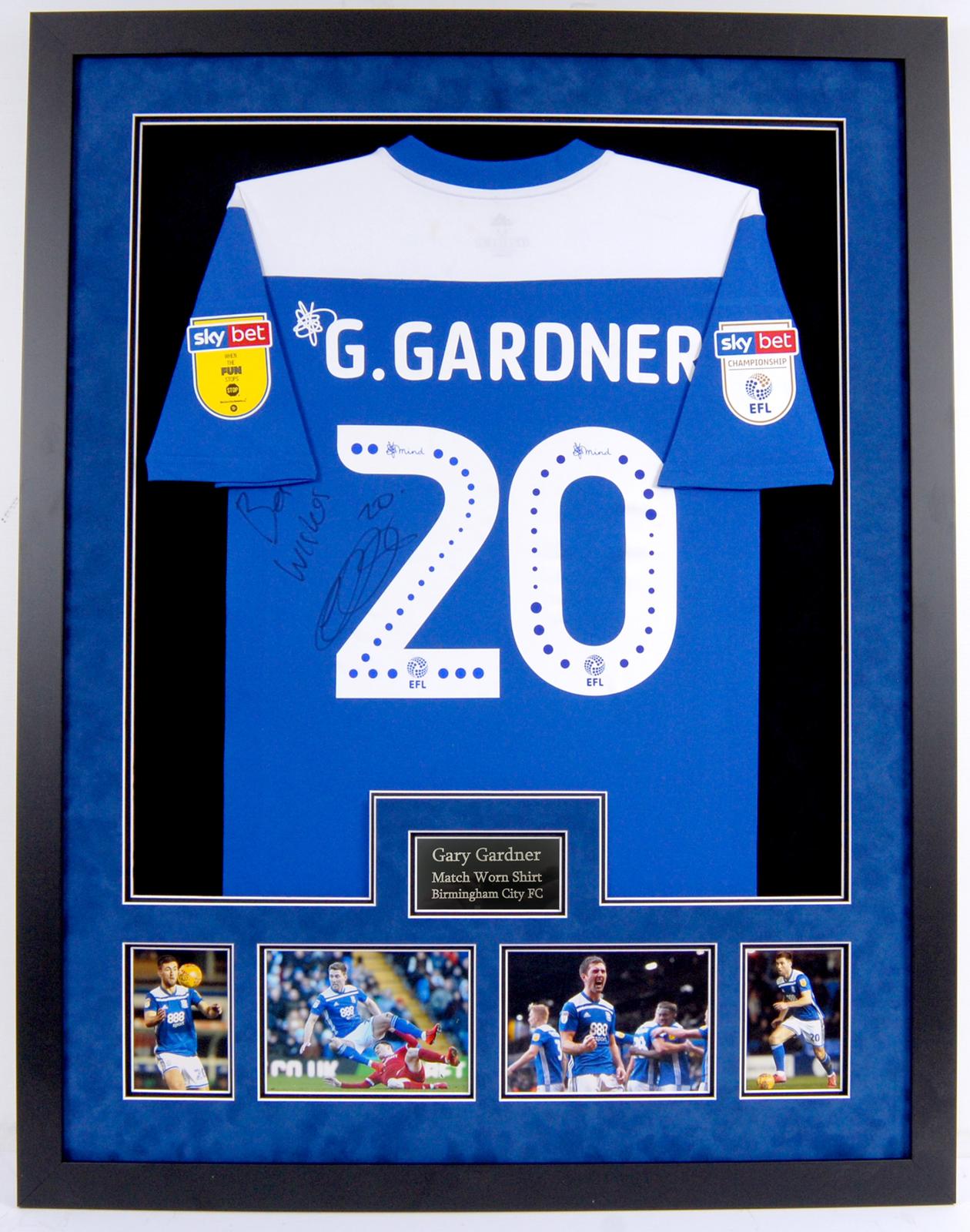 Gary Gardner Birmingham City Match Worn And Signed Framed Shirt