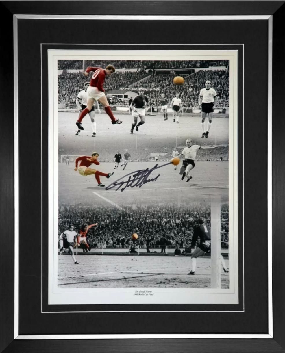 Sir Geoff Hurst Hand Signed and Framed England World Cup Hat-Trick Picture