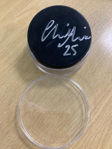 Ice Hockey Puck Signed by GB International Phil Hill  with protective plastic case
