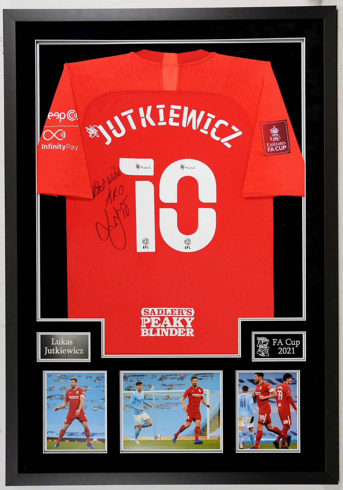 Lukas Jutkiewicz Birmingham City Framed and Signed Shirt - Superb