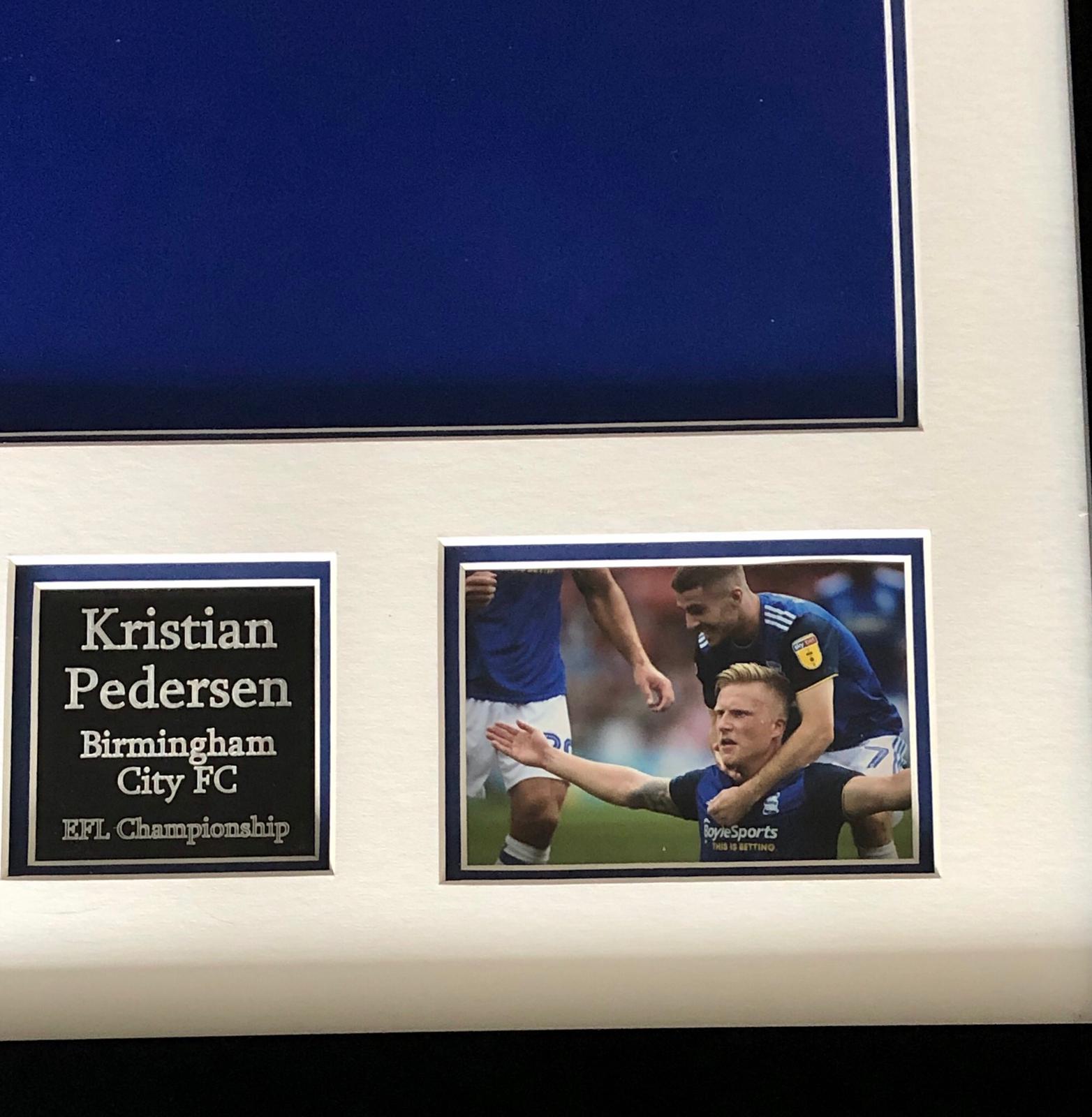 Kristian Pedersen Signed and Framed Birmingham City Home Shirt, with COA