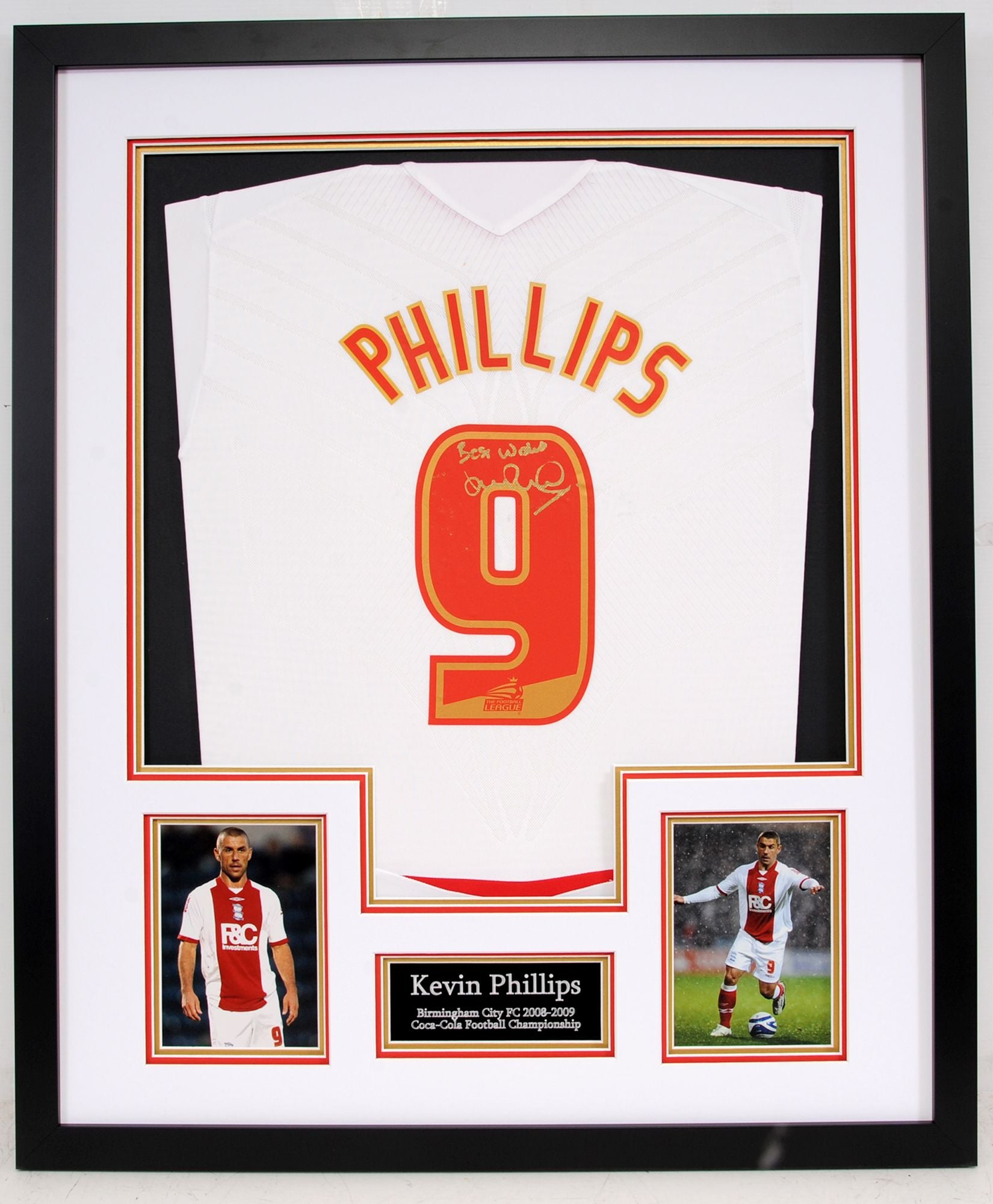 Kevin Phillips Signed and Framed Match Worn Birmingham City Shirt