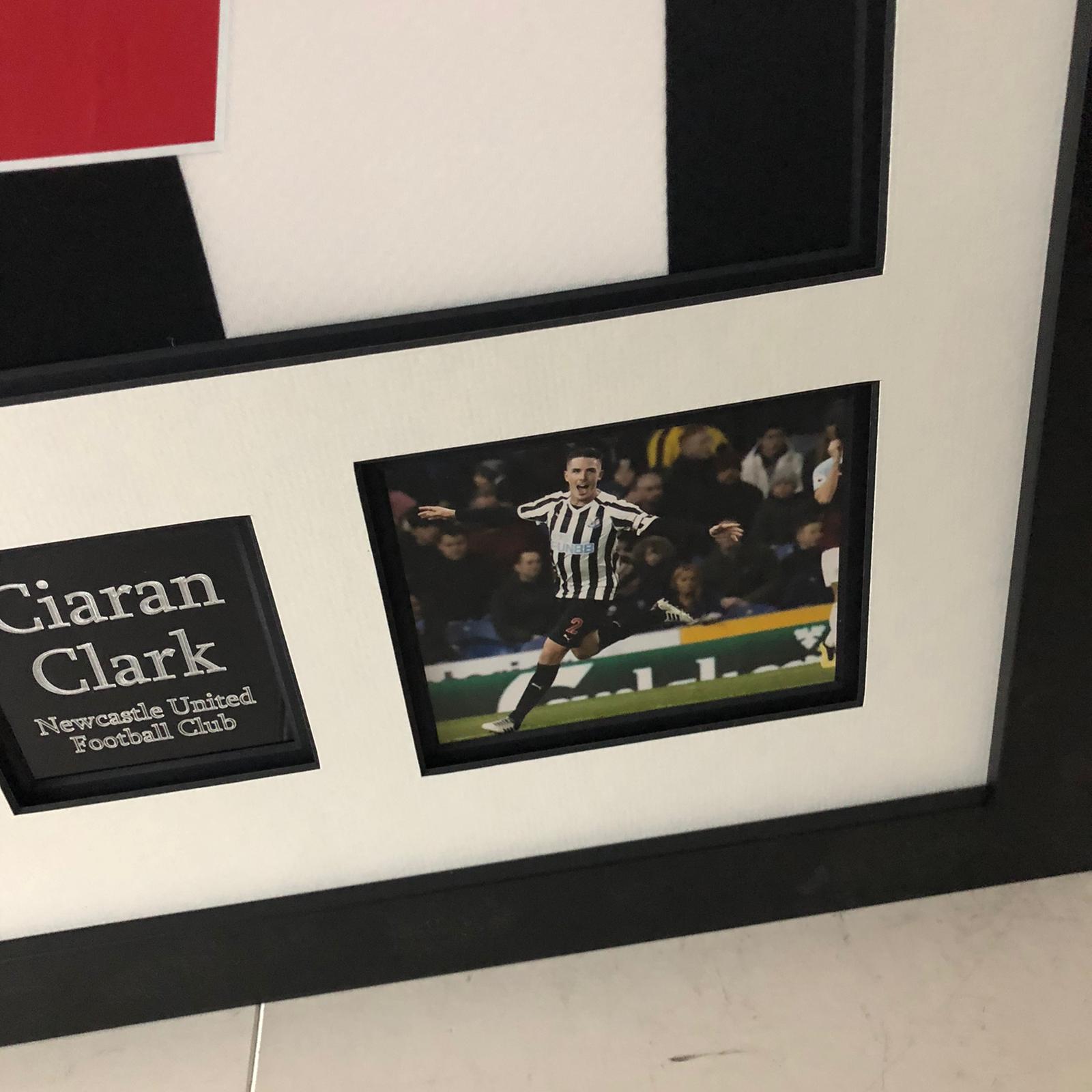 Ciaran Clark Signed and Framed Newcastle United Shirt - with fully signed COA