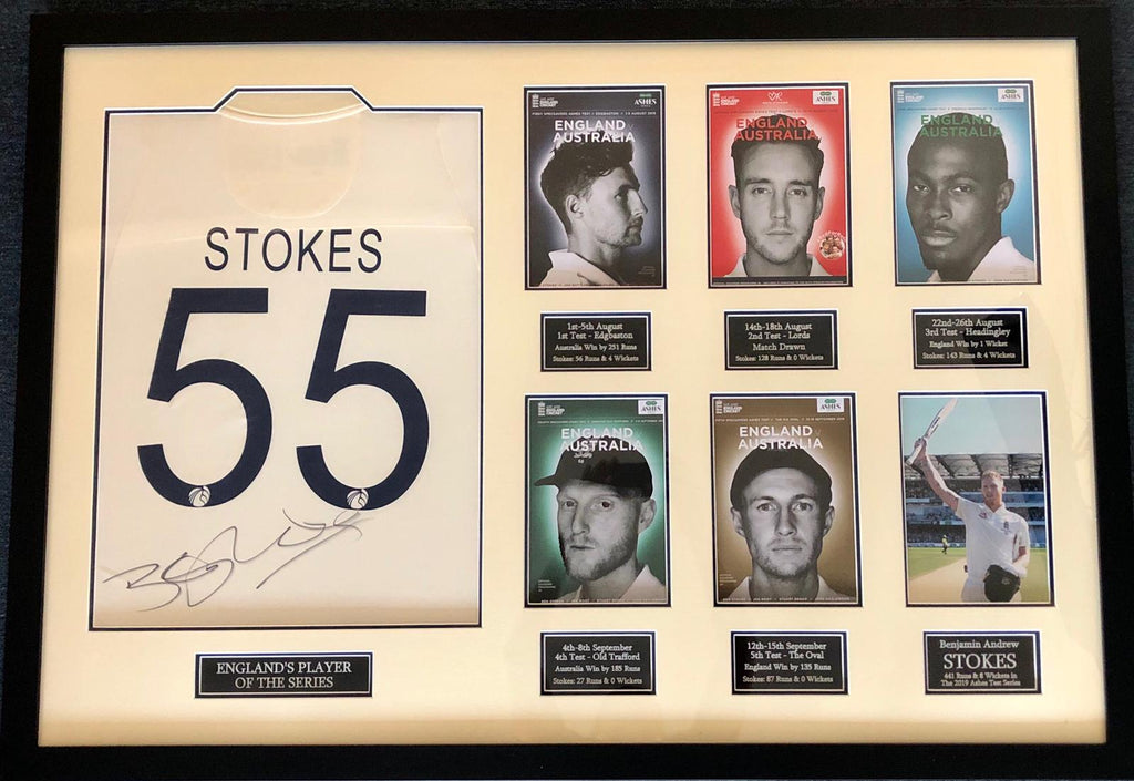 Ben Stokes Signed Ashes Series Shirt/Frame