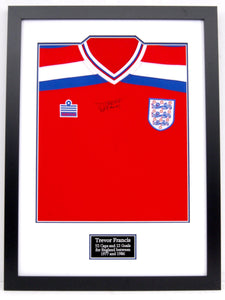 Trevor Francis Framed and Signed Replica England Away Shirt