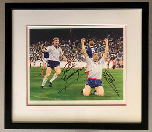 STEVE BULL PAUL GASCOIGNE SIGNED FRAMED LIMITED EDITION ENGLAND ART PRINT