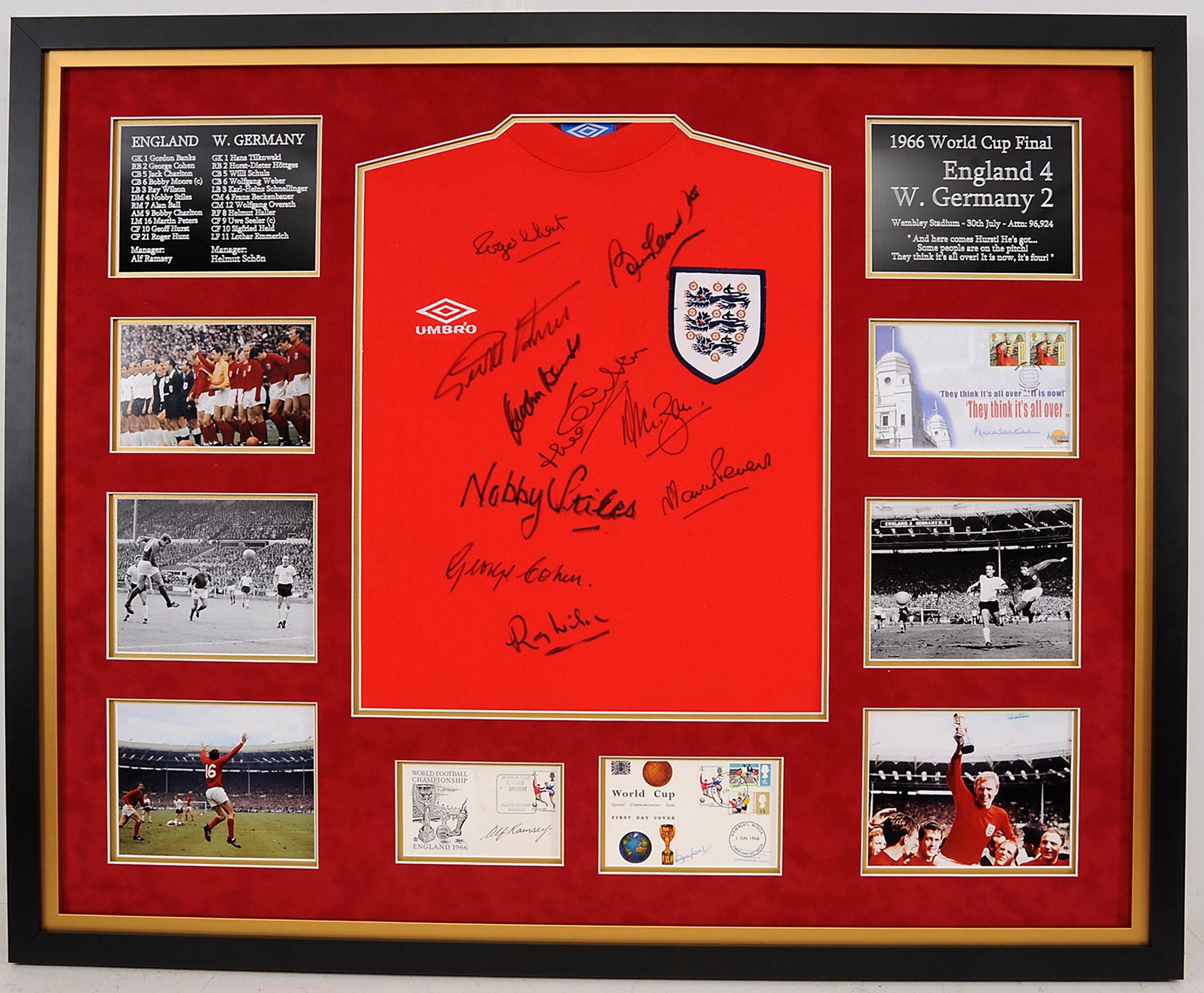 Superb - England 1966 Frame - signed by all players, Sir Alf Ramsey, and Kenneth Wolstenholme