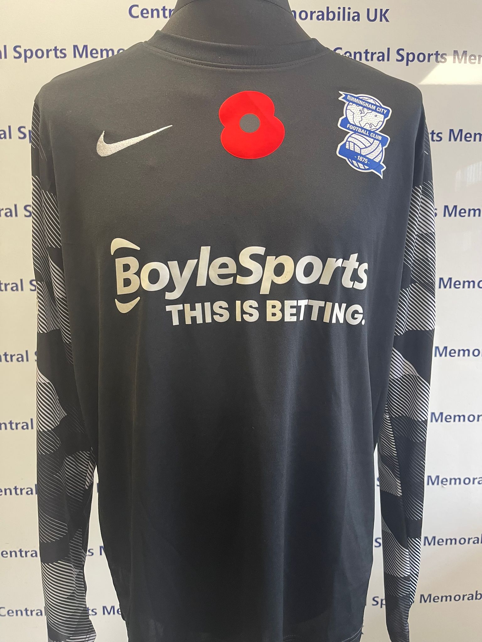Matija Sarkic Birmingham City Match Worn Poppy Shirt vs Reading 06/11/21