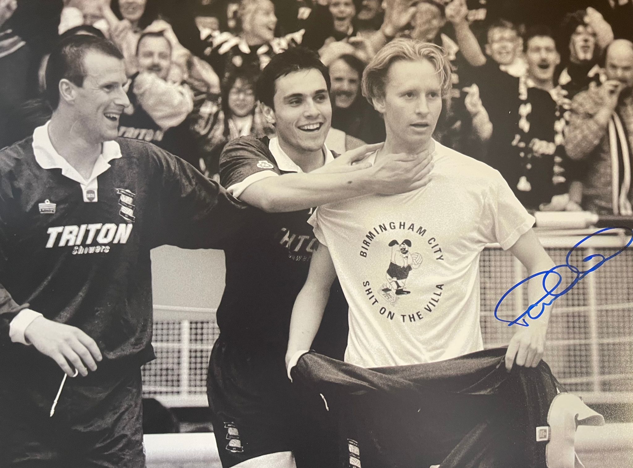 Paul Tait Signed 16 x 12" Black and White Wembley Photo with COA