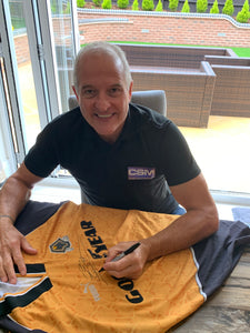 Steve Bull. Signed and Framed Wolves Top.  1996-1998.  Goodyear Sponsor