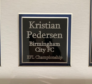 Kristian Pedersen Signed and Black Framed Birmingham City Away Shirt, with COA
