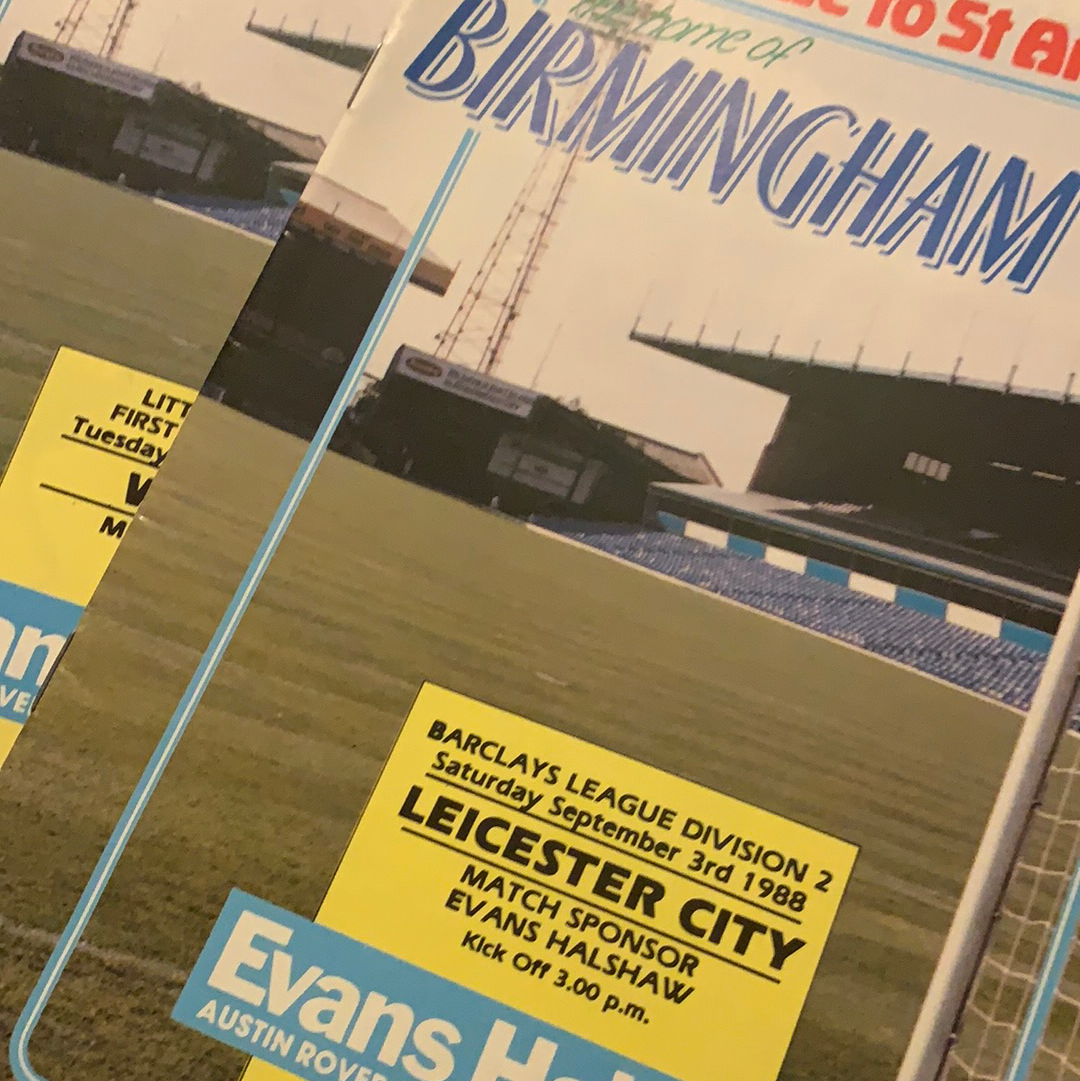 Birmingham City Programmes Home and Away - Season 1988-1989