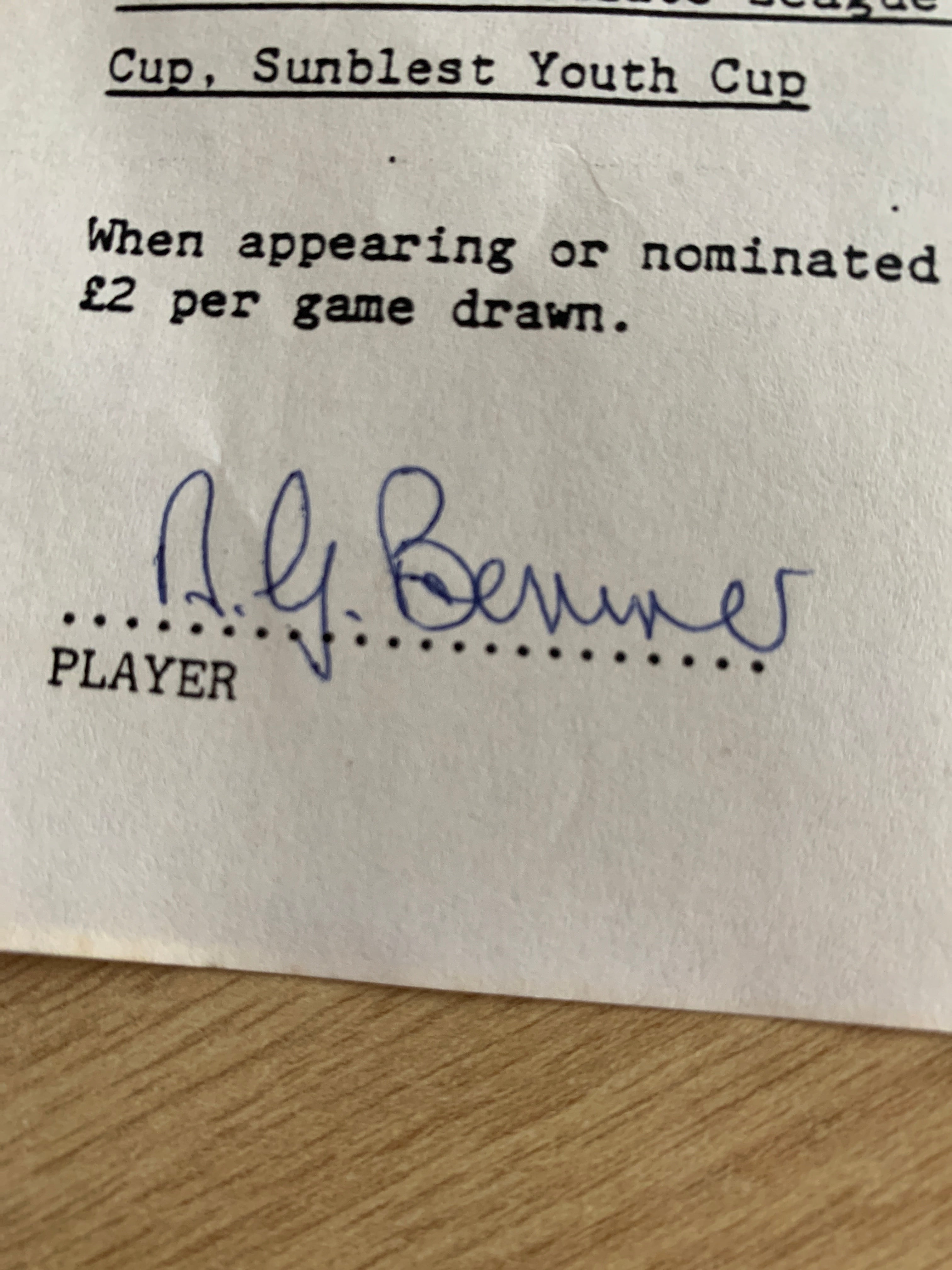 Football League Contract & Birmingham City FC Schedule of Playing Incentives - Des Bremner
