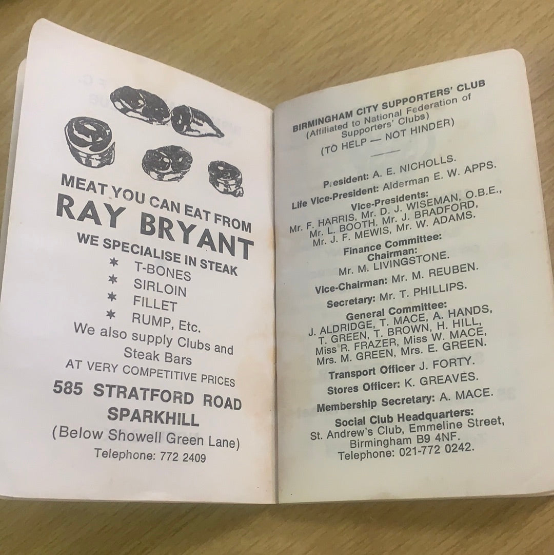 Birmingham City 1978-1979 Supporters Notebook