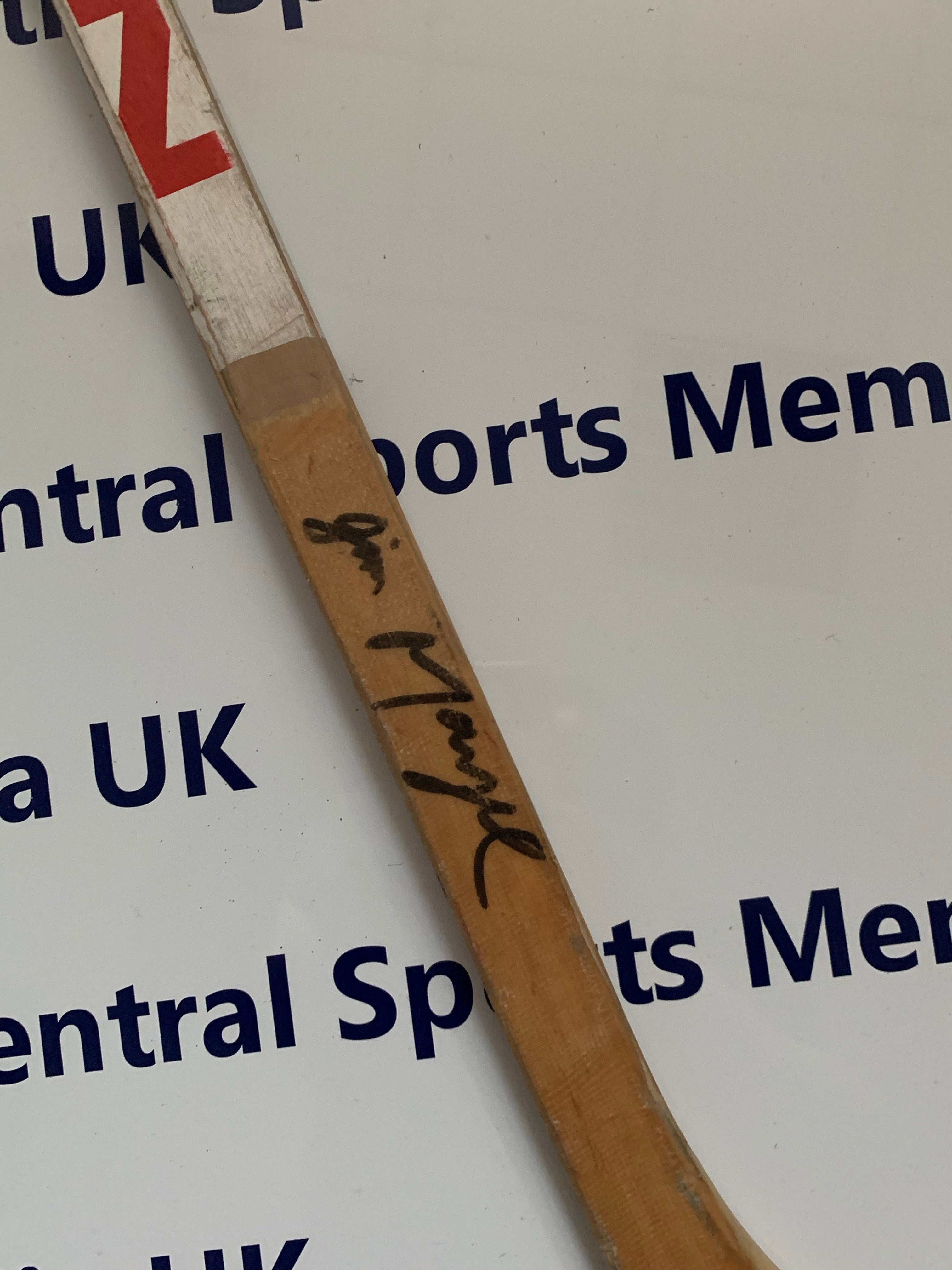 Jim Mayne Game Used and Signed Stick 1987-88