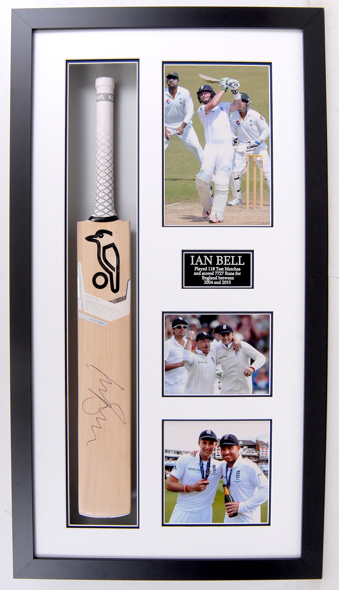 Ian Bell Signed and Framed Cricket Bat - with full COA