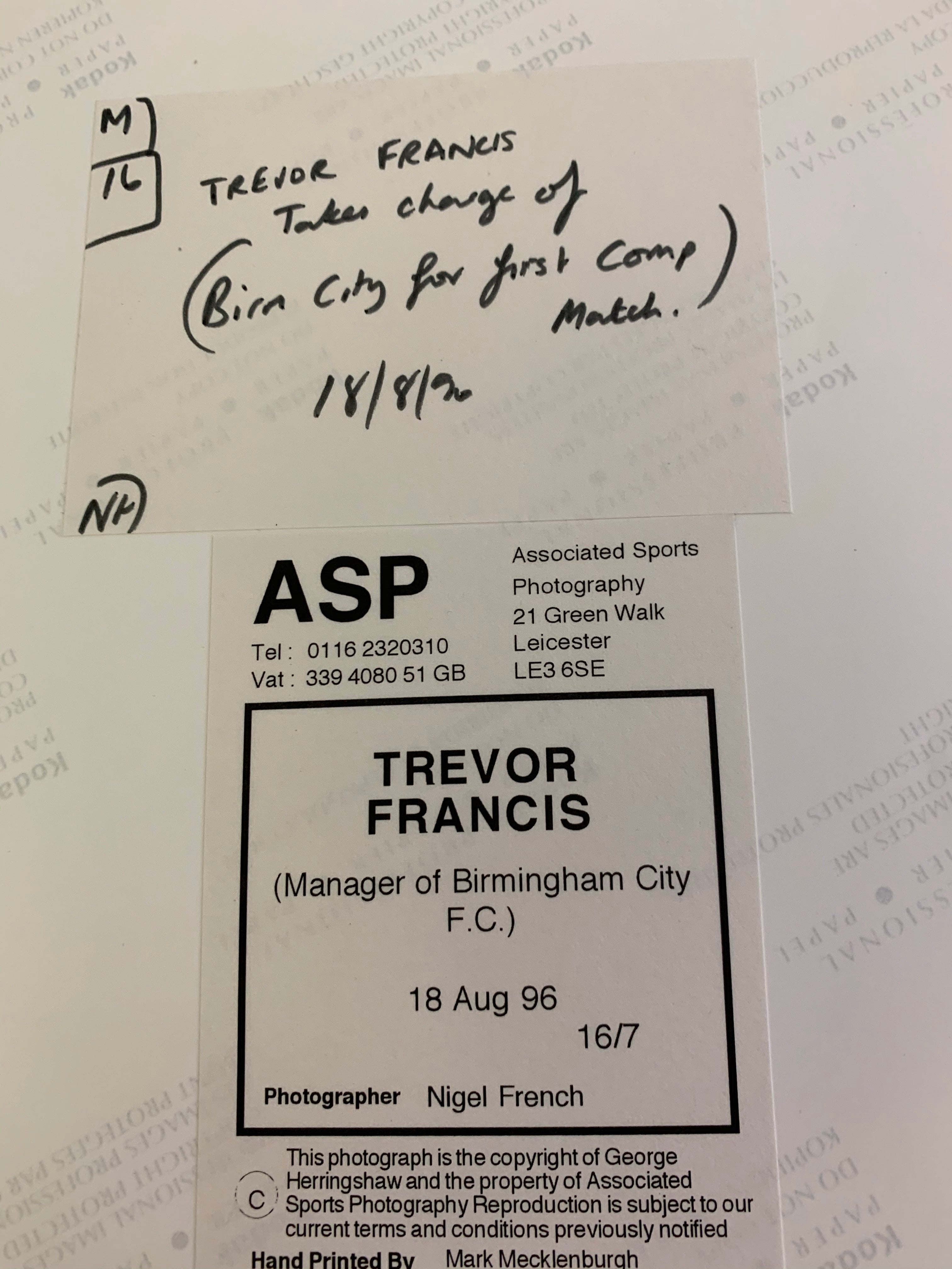Trevor Francis Signed A Pair Press Photos