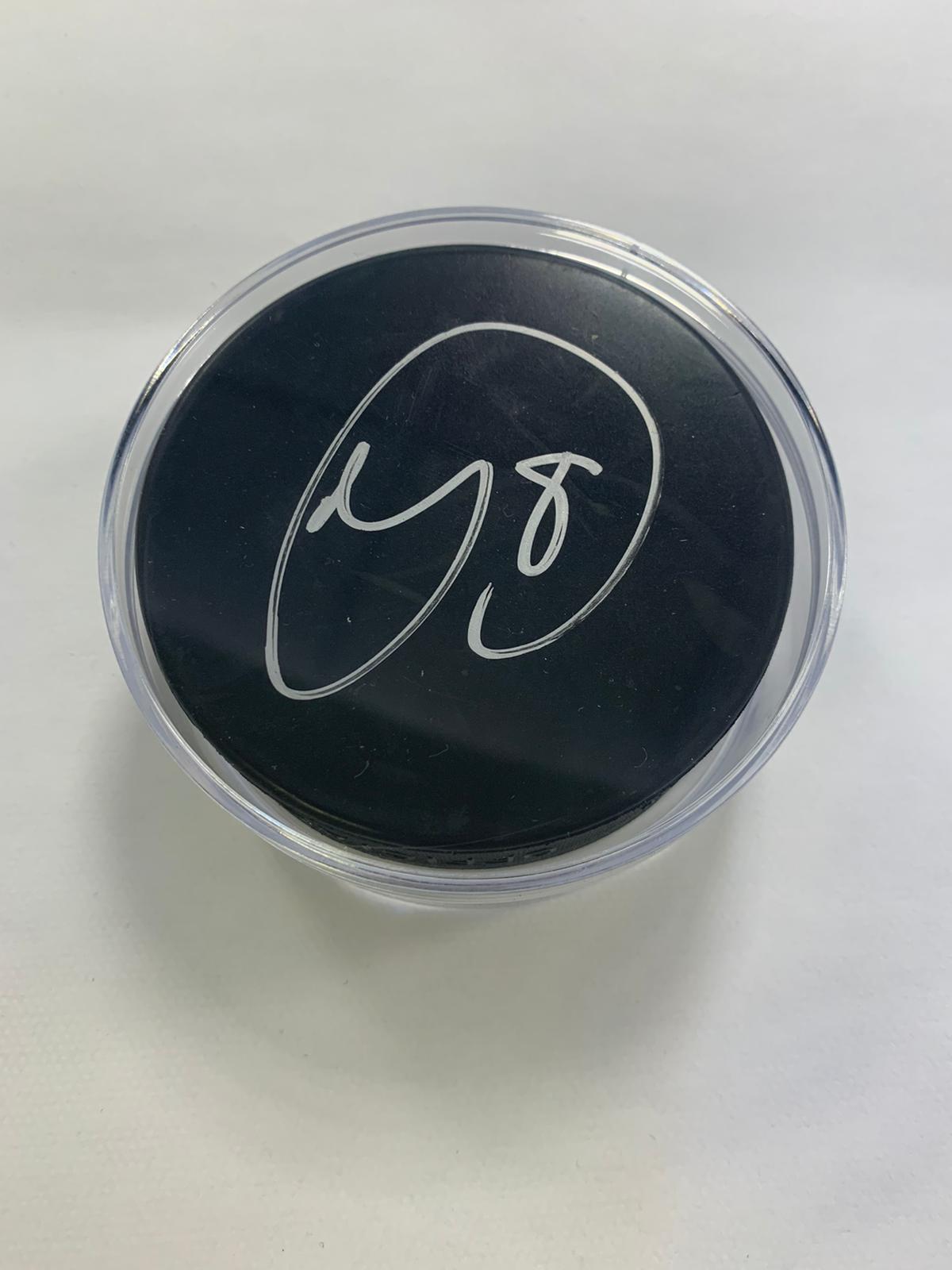 Ice Hockey Puck Signed by GB International Matthew Myers with protective plastic case